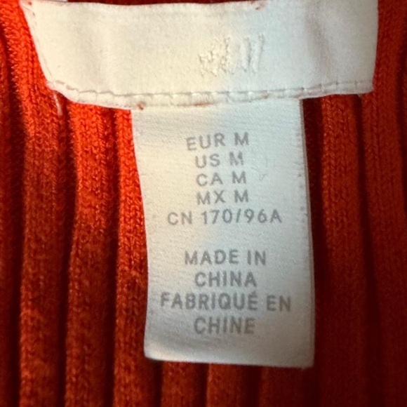 H&M Ribbed Knit Bodycon Midi Dress - Red - Size M - Picture 9 of 10